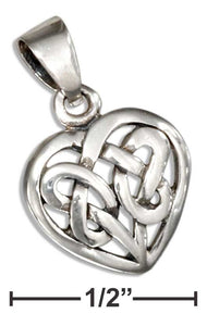 Sterling Silver Small Woven Knot Celtic Heart Pendant